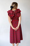 The Anya Plaid Tie Detail Midi Dress in Red Multi