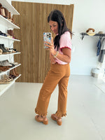 The Layna Ruffle Hem Pant in Mocha