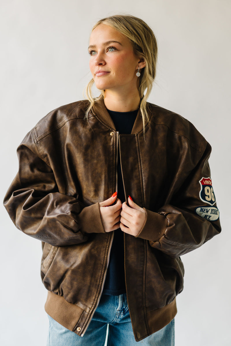 The Murphy Faux Leather Jacket in Brown