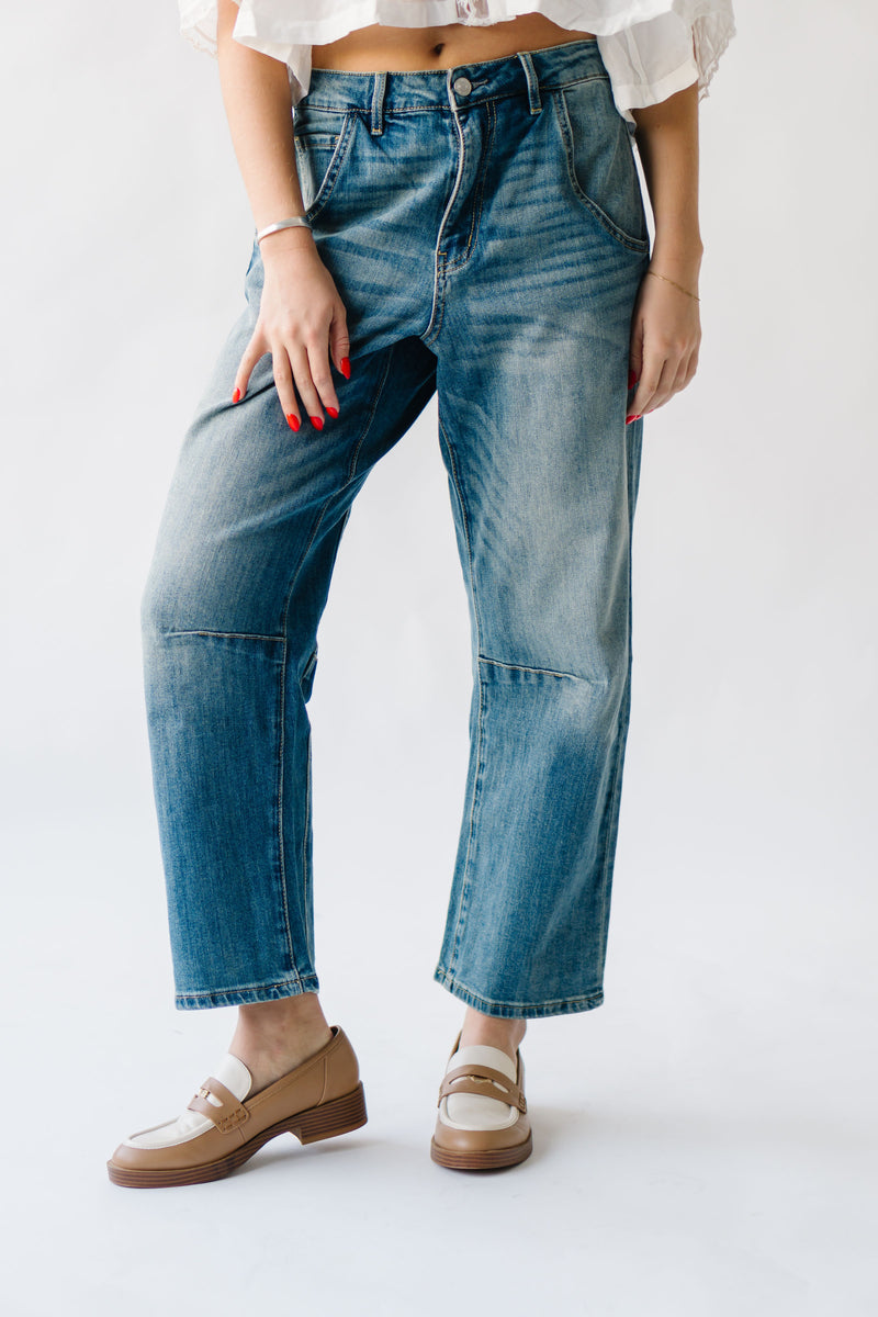 The Ellett High Rise Barrel Jean in Westcott Navy