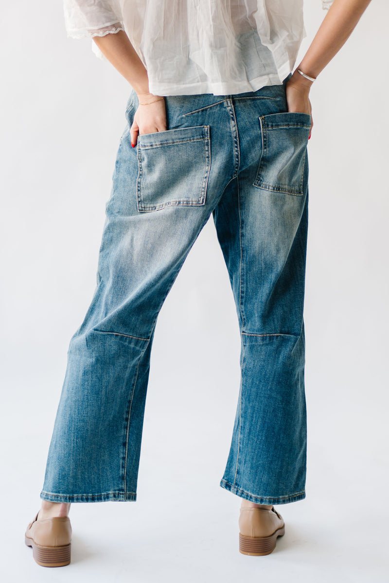 The Ellett High Rise Barrel Jean in Westcott Navy