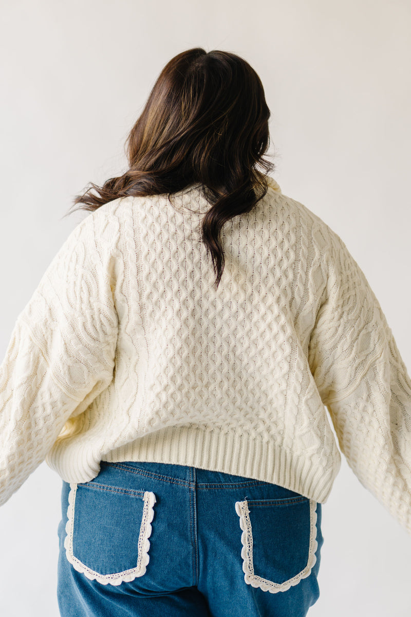 The Rossland Cropped Half Zip Sweater in Cream