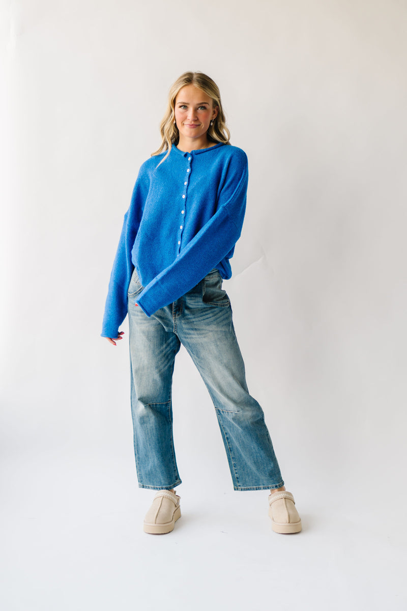 The Riggs Button-Down Sweater in Royal Blue