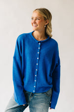 The Riggs Button-Down Sweater in Royal Blue