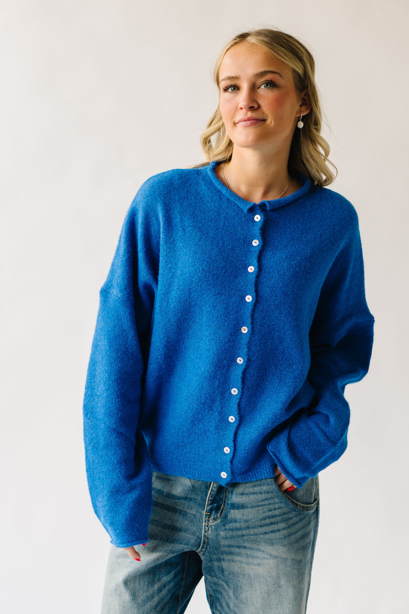 The Riggs Button-Down Sweater in Royal Blue