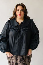 The Granby Collared Button-Up Blouse in Black