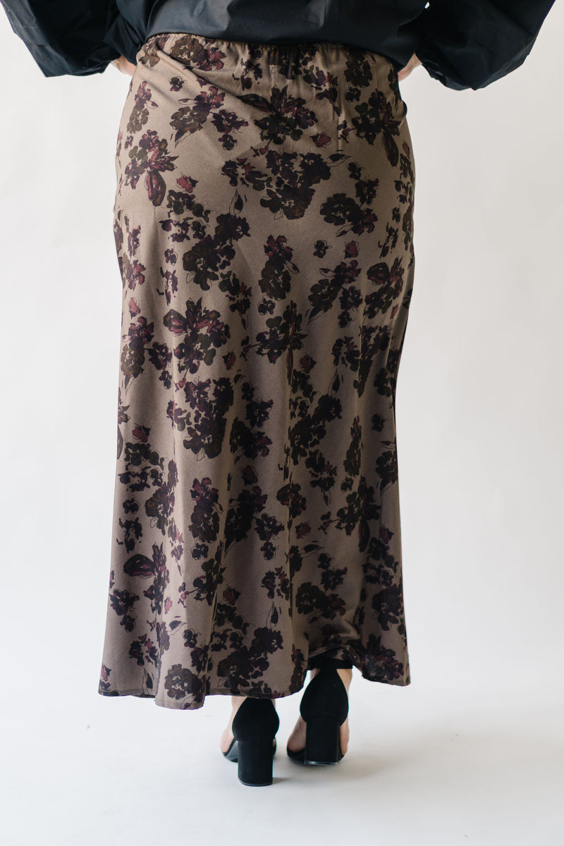 The Andover Floral Maxi Skirt in Mushroom Multi