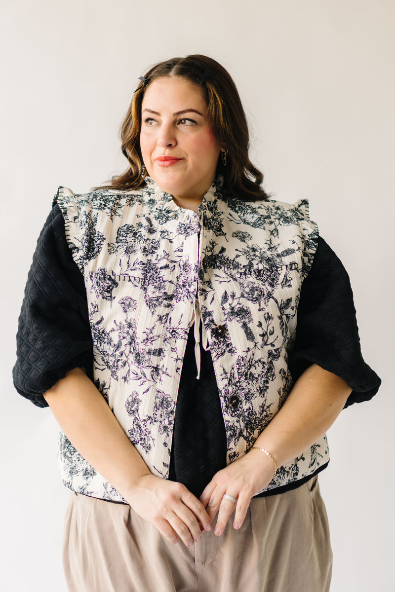 The Altura Floral Button-Up Vest in Ivory Multi