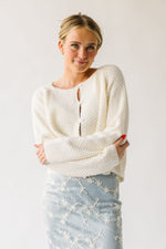 The Moura Textured Button-Up Cardigan in Ivory