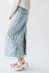 The Malino Embroidered Silk Maxi Skirt in Cream + Blue