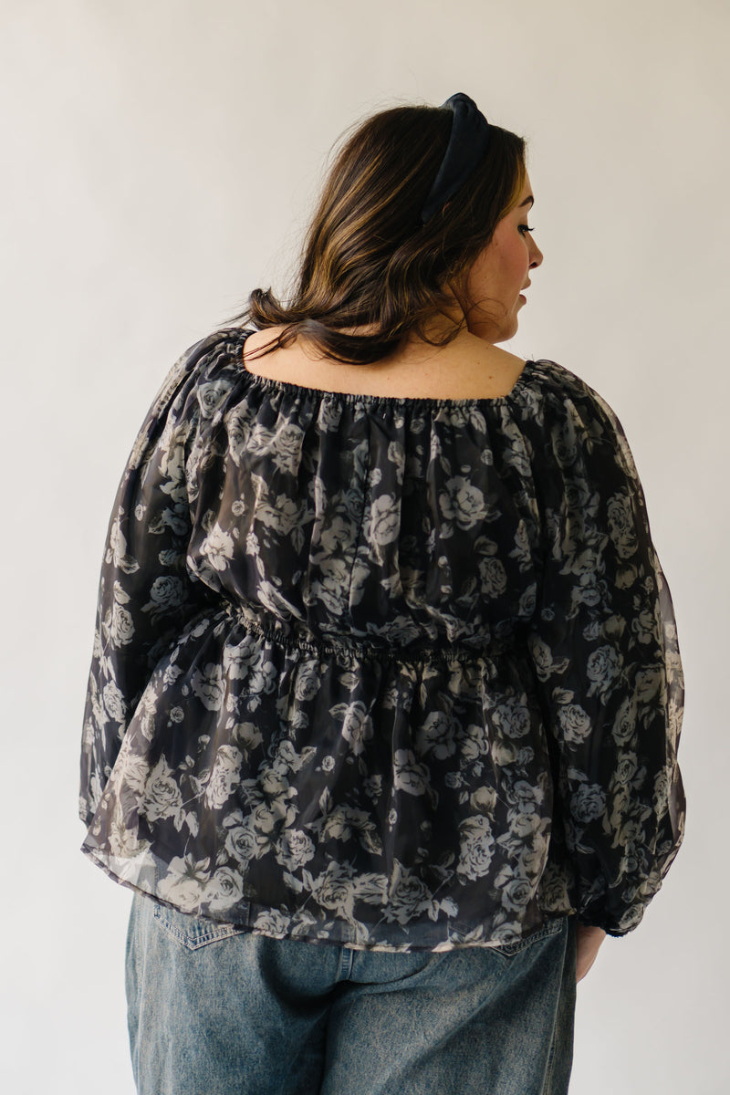 The Kenora Smocked Blouse in Black Floral