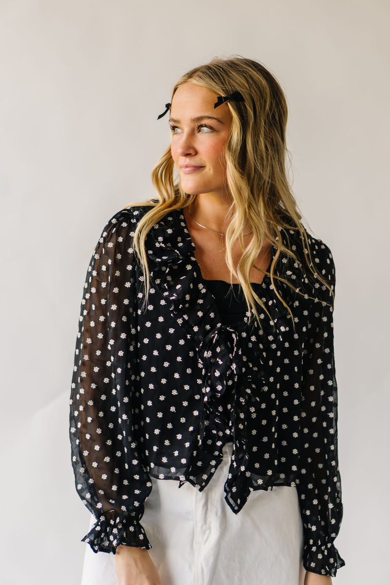 The Trudell Ruffle Ditsy Floral Blouse in Black