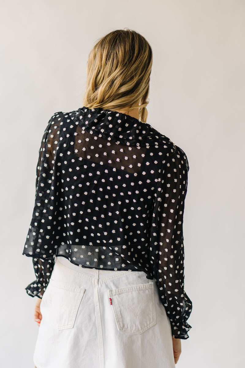 The Trudell Ruffle Ditsy Floral Blouse in Black