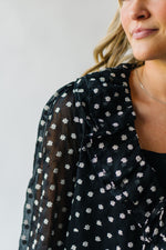 The Trudell Ruffle Ditsy Floral Blouse in Black