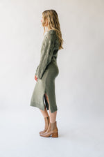 The Sturgill Floral Sleeve Sweater Dress in Olive