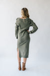 The Sturgill Floral Sleeve Sweater Dress in Olive