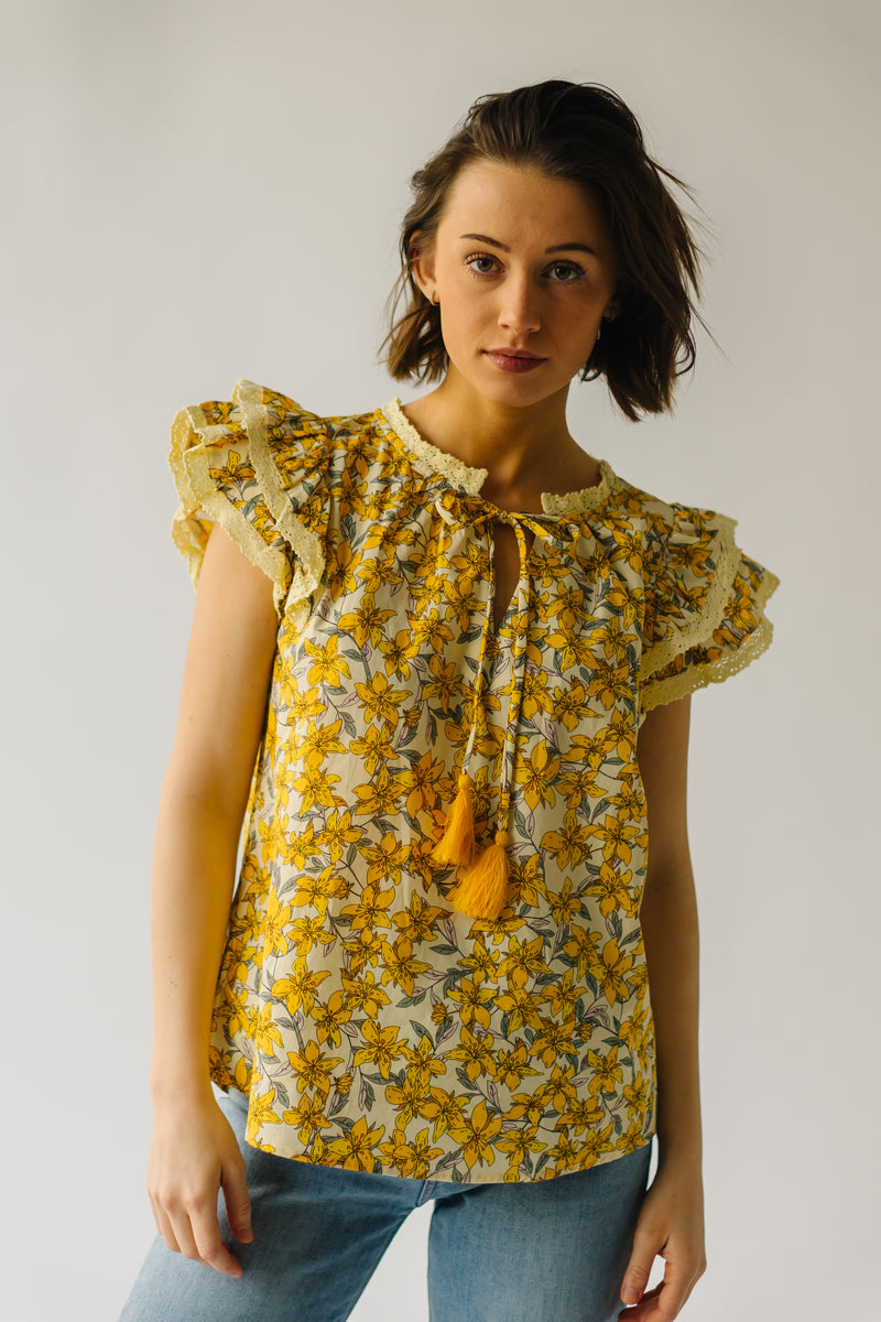 The Elmira Lace Detail Blouse in Yellow