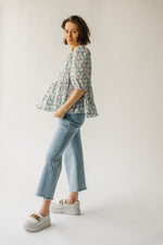 The Everman Patterned Peplum Blouse in Green