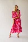 The Schwan Patterned Floral Dress in Pink + Red