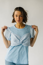 The Inwood Gingham Ribbon Detail Blouse in Blue