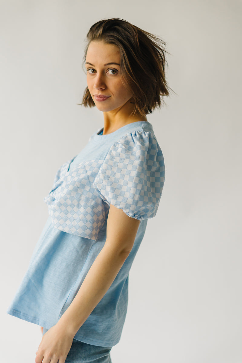 The Inwood Gingham Ribbon Detail Blouse in Blue
