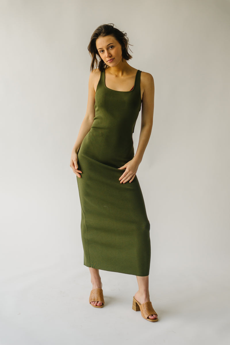 The Dray Tank Midi Dress in Olive Green – Piper & Scoot