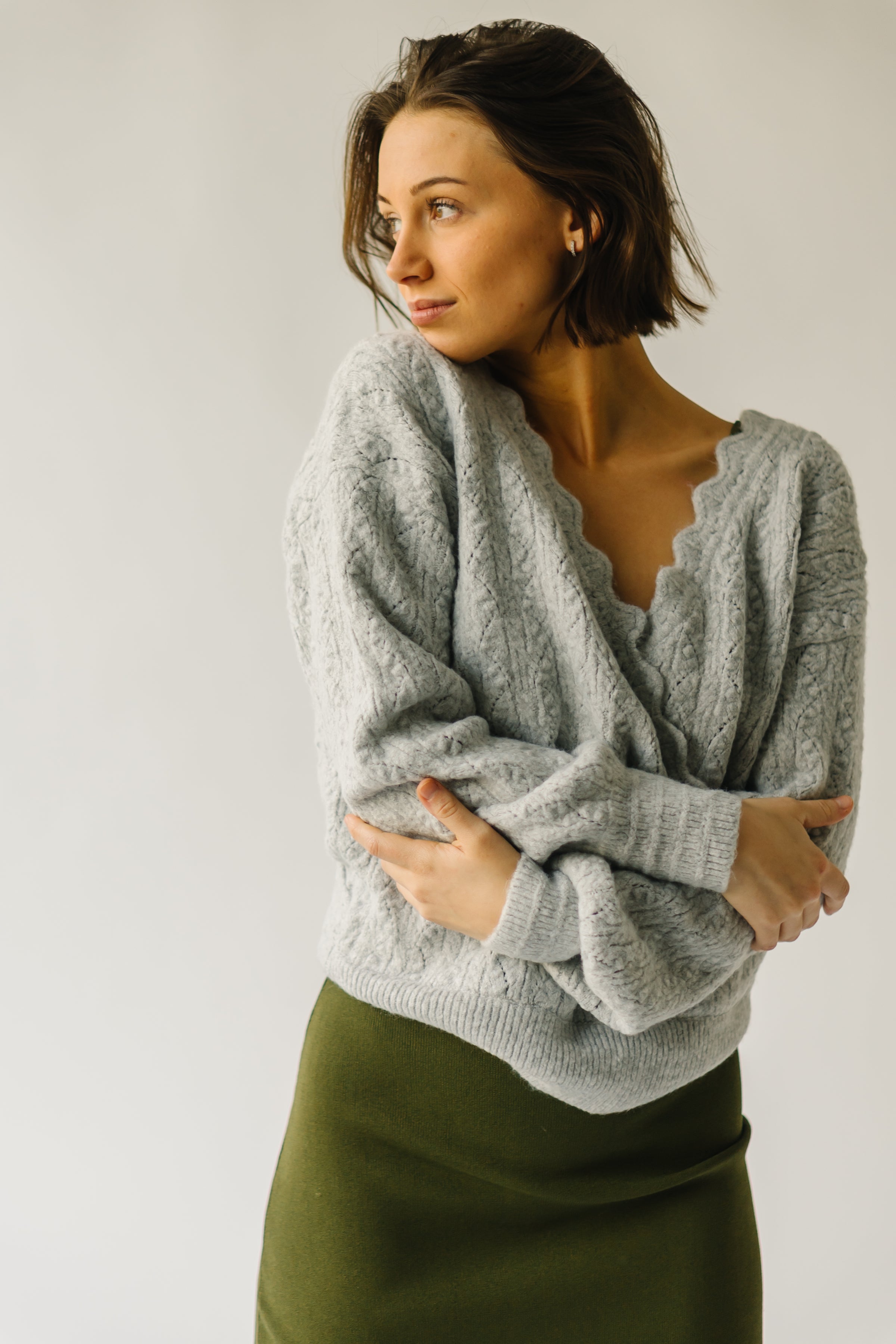 Grey 2025 wrap sweater