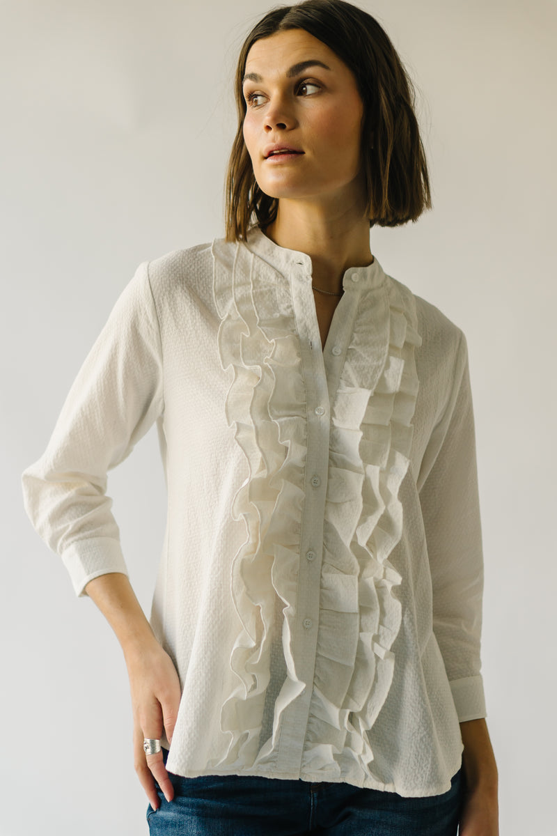 The Kerman Tiered Ruffle Blouse in Off White