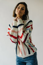 The Addie Knit Striped Sweater in Ivory Multi