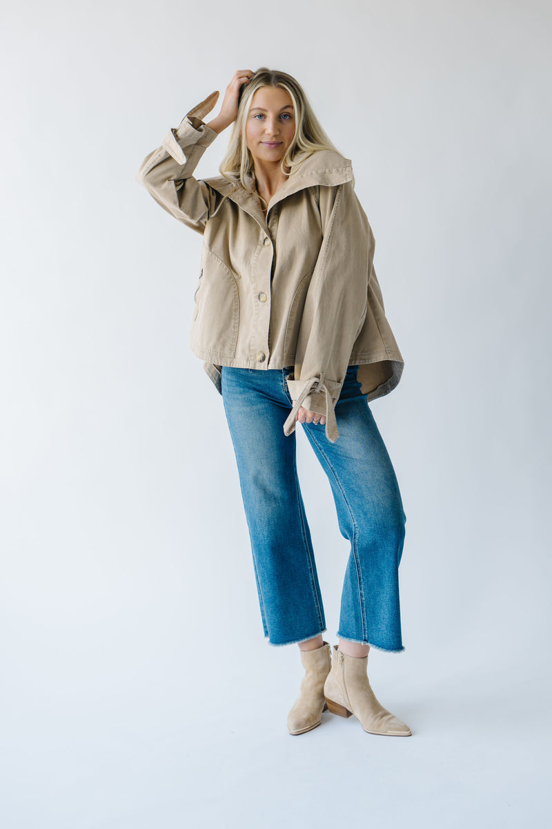 The Renville Wide Collared Jacket in Taupe