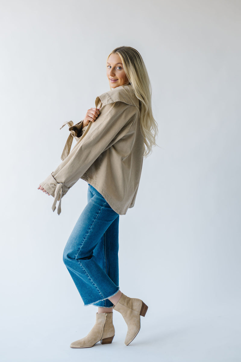 The Renville Wide Collared Jacket in Taupe