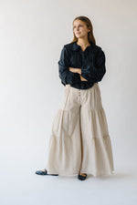 The Kertland Button-Up Wide Leg Pant in Beige