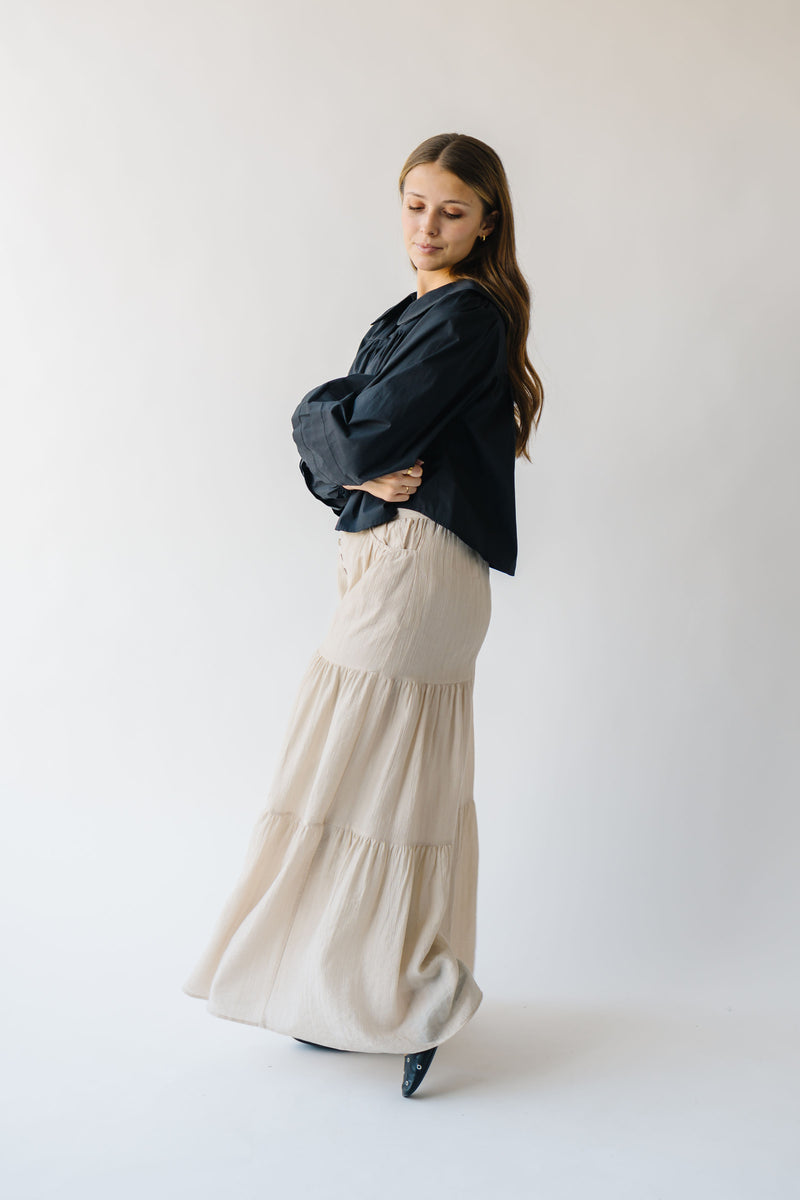 The Kertland Button-Up Wide Leg Pant in Beige