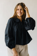 The Granby Collared Button-Up Blouse in Black