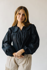 The Granby Collared Button-Up Blouse in Black