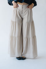 The Kertland Button-Up Wide Leg Pant in Beige