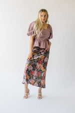 The Torrington Floral Satin Maxi Skirt in Sage Multi