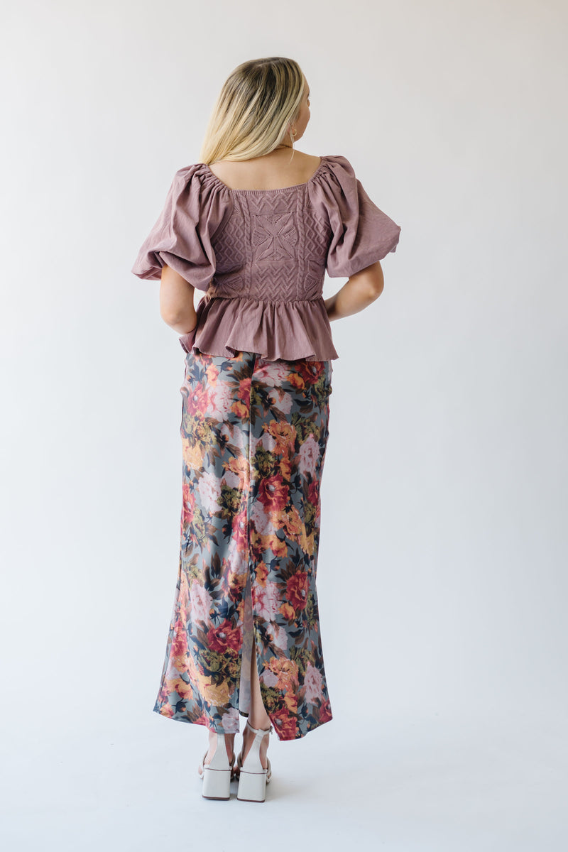 The Torrington Floral Satin Maxi Skirt in Sage Multi