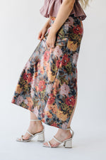 The Torrington Floral Satin Maxi Skirt in Sage Multi