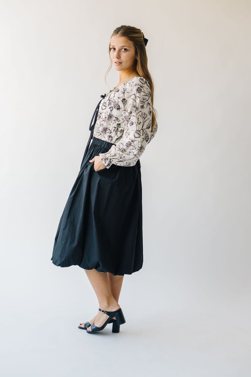 The Bella Bubble Midi Skirt in Black