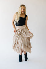 The Beckville Tiered Woven Maxi Skirt in Natural