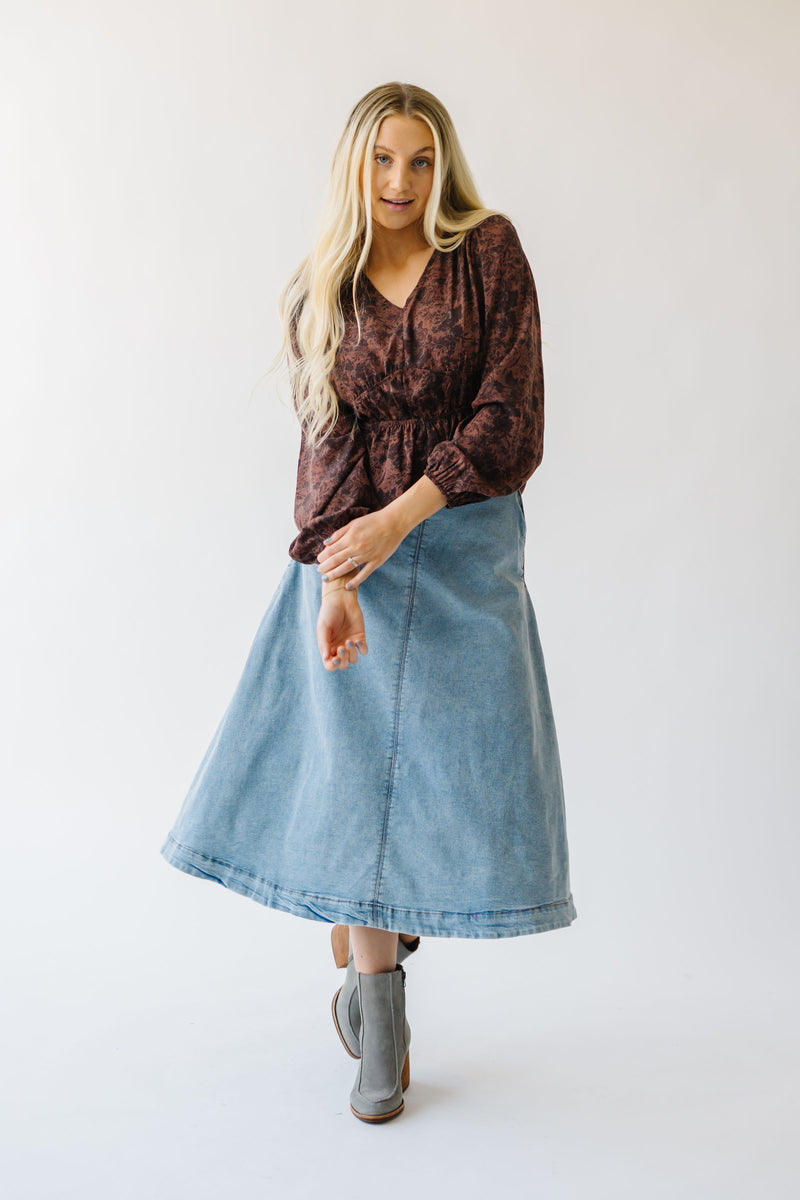 The Vermillion Midi Skirt in Denim