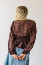 The Elcina Patterned V-Neck Blouse in Mahogany Multi