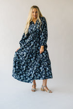 The Tolland Floral V-Neck Dress in Navy Multi