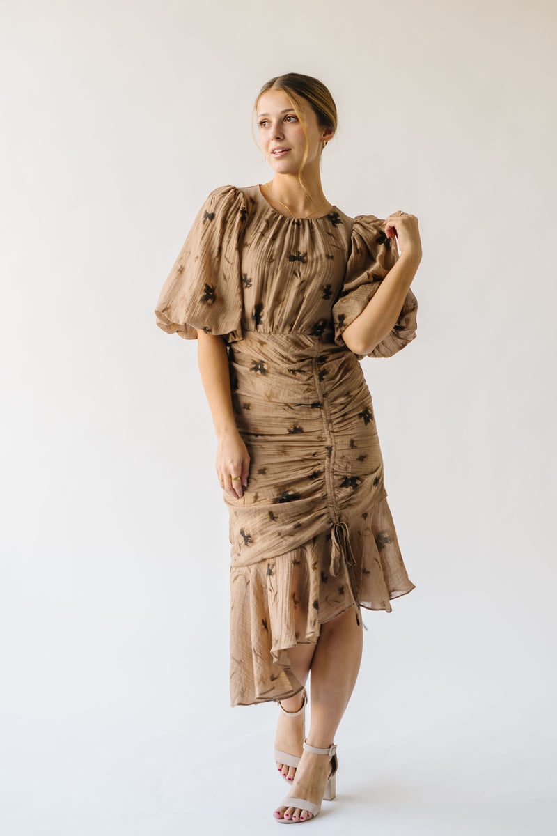 The Simsbury Gathered Detail Dress in Mocha