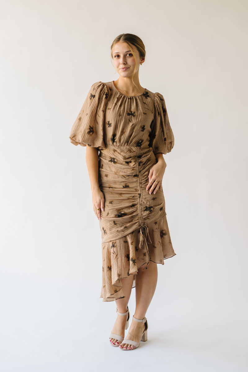 The Simsbury Gathered Detail Dress in Mocha