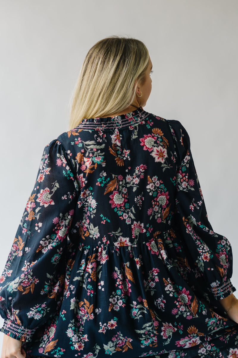 The Hankins Floral Midi Dress in Charcoal