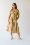 The Yoshabell Pintuck Waisted Midi Dress in Camel