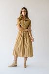 The Yoshabell Pintuck Waisted Midi Dress in Camel