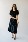 The Kesti Embroidered Midi Dress in Black Velour